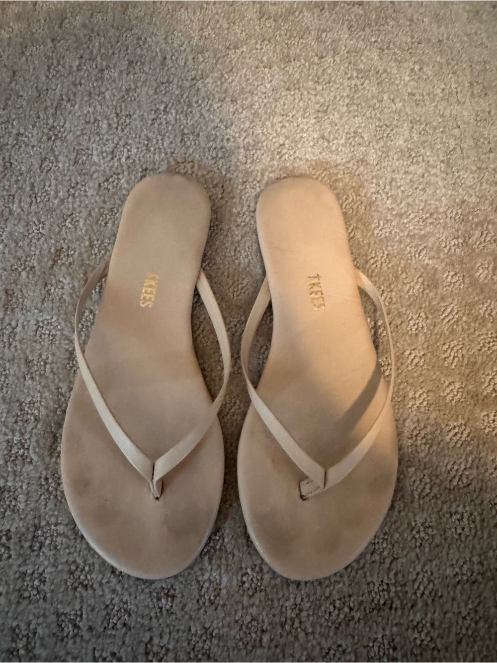 TKEES Women's Beige Minimal Flip Flop Sandals